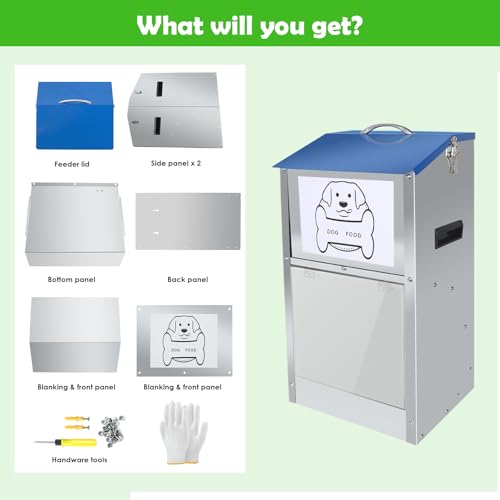 Automatic Dog Feeder,Galvanized Metal Pet Food Station for Indoor & Outdoor Use,50LBS Capacity Automatic Food Dispenser for Small, Medium, and Large Dog - size: 50 Pound