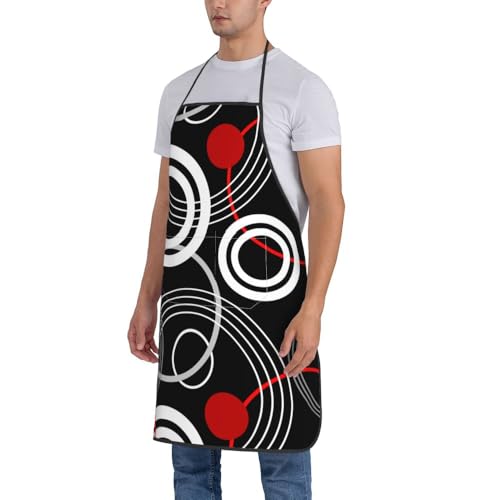 Women Men Bib Aprons Chef Cooking Apron With Pockets For Kitchen Grilling Bbq Painting Gardening - color: Black Red