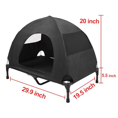 Love&go Elevated Dog Bed with Canopy, Raised Dog House, Elevated Dog Tent (M - Black Bed with Canopy, Medium-29.9x19.5x5.5 inch) - color: M - Black Bed with Canopy, size: Medium-29.9x19.5x5.5 inch