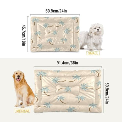 Tropical Tree Pattern Pet Bed Mat for Dogs and Cats, Soft Washable Crate Pad with Non-Slip Bottom, Cozy Bed Cushion for Small Medium Large Pets, 18x24 Inch - size: Small