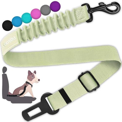 COOYOO Dog Seat Belt,Retractable Dog Car Harness Seat Belt for Car Adjustable Nylon Pet Safety Seat Belts Heavy Duty & Elastic Bungee Buffer - color: 10-Light Green