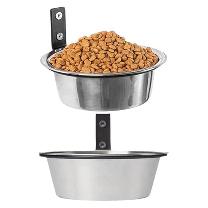 Dog Bowl, Pet Feeder, Cat Dish, Wall Mounted Bowl Set, Stainless Steel Spill Proof Design, with Foldable Elevated Stand, for Puppy Bunny Indoor Feeding Station Use