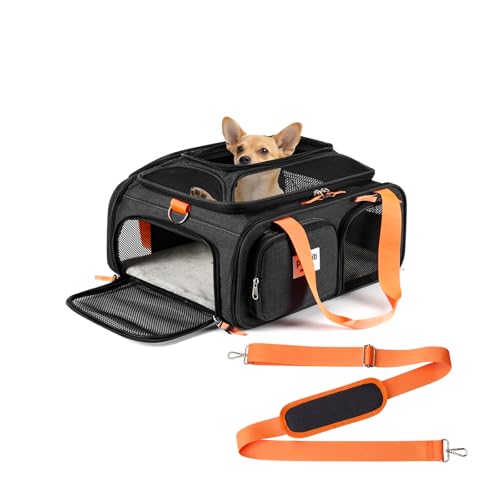 pidipiti 17x13x8 Frontier Allegiant Breeze Airlines Approved top Expandable pet Carrier for Extra-Small Dog/Small cat,Weight up to 5 lbs,Length Shorter Than 16'' - color: black, size: 17.0"L x 13.0"W x 8.0"H