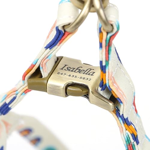 Angie and Allie Organic Cotton Personalized Step in Dog Harness,Custom Dog Halter Vests,Adjustable No Pull Canine Halter Harness for Small Medium Large Dogs - color: Colorful Leopard, size: XS
