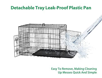 Collapsible Dog Crate, 24 Inch, Black, Foldable, Easy to Clean, Safe and Secure Construction, Ideal for Travel, Multifunctional - color: Black, size: 24 inch