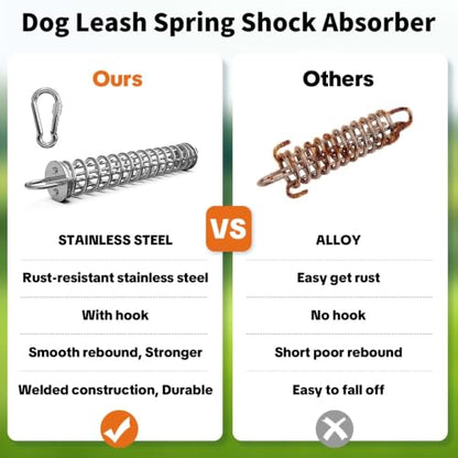 Dog Tie Out Spring, Heavy Duty 400lb Stainless Steel Shock Absorber for Dog Leash Cable & Stake, Rustproof Buffer for Spring Pole, Camping Tent & Boat, Suitable for Large Dogs(4 Springs) - size: 4 Springs