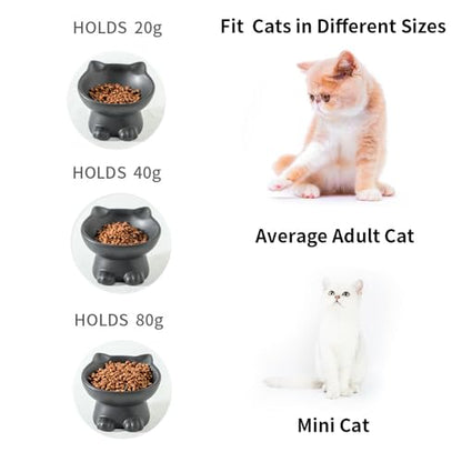 Nihow Slanted Elevated Cat Bowls: 5 Inch Ceramic Raised Cat Food Bowl for Protecting Pet's Spine - Microwave & Dishwasher Safe -Matte Black (4.5 OZ /1 PC) - color: Matte Black, size: 4.5 OZ
