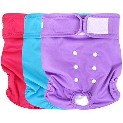 wegreeco Washable Reusable Premium Female Dog Diapers, Small Medium Large Size, Pack of 3,Dog Doggie Puppy & Doggy Diapers Female,Period Panties in Heat (Small) - color: Bright Color, size: Small