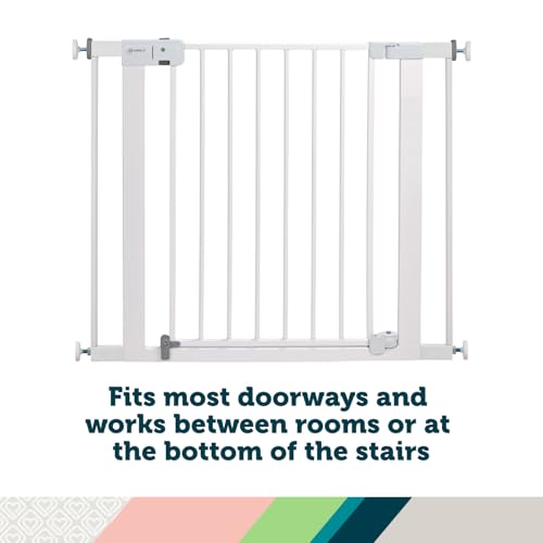 Safety 1st Easy Install Baby Gate for Doorways, Auto-Close Pressure-Mounted Magnetic Latch, Indoor Dog Gates, No Drilling, Fits 29"-38", Grey - color: Gray