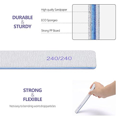 25 Count 240/240 Grit Nail Files for Natural Nails, Double Sided Emery Boards Fine Grit Nail File Manicure Tools - size: 240/240 Grit(25 Count)