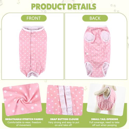 Dog Diapers Suit Period Onesie for Female Dog Sanitary Panties Male Doggy Heat Diapers Cover Fit for Small Medium Dogs Pink Dots/L - size: Large
