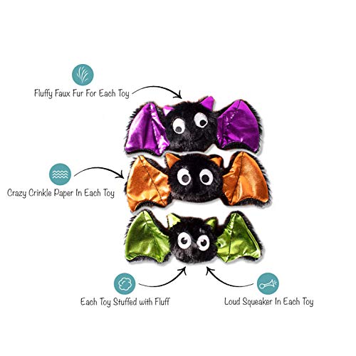 Fringe Studio Mini Dog Toy Set, Bats Bats Bats, Set of 3 (289453) - color: Bats