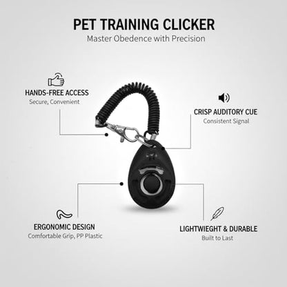 Dog Training Clicker with Wrist Strap - Ergonomic Mechanical Sound Signal for Obedience & Trick Training, Durable PP Plastic (1 Pack) - color: Black