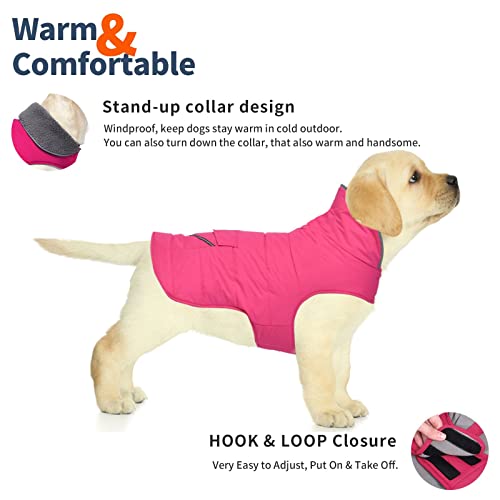 Petglad Dog Coat, Waterproof Dog Winter Jacket with Pocket, Reflective Adjustable Pet Snow Vest, Warm Cozy Fleece Sweater for Small Medium Extra Large Dogs - Pink, L - color: Pink, size: L(Chest Girth:20.1-26.8")