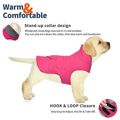 Petglad Dog Coat, Waterproof Dog Winter Jacket with Pocket, Reflective Adjustable Pet Snow Vest, Warm Cozy Fleece Sweater for Small Medium Extra Large Dogs - Pink, XS - color: Pink, size: XS(Chest Girth:8.7-12.6")