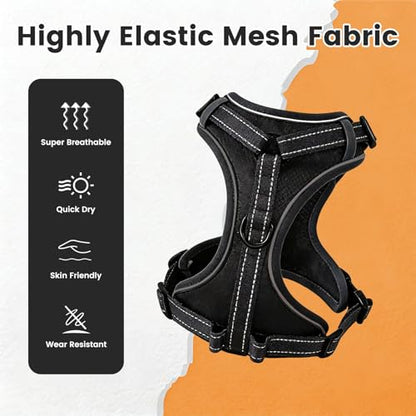 No-Pull Dog Harness with Dog Leash Breathable Mesh Adjustable Soft Padded Pet Vest Reflective for Small/Medium/Large Dogs Walking, Training - color: Black, size: M