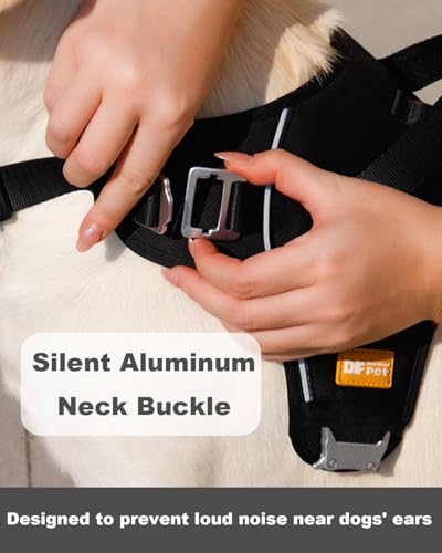 DF No Pull Step-in Martingale Dog Harness, Help Stop Pulling & Choking, Reflective & Adjustable, Front Clip Harness with Lift Handle, Tactical Silent Metal Buckle, Gray, 1", Front Chest 14.4"-18.0"