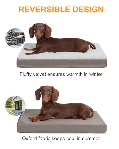 KSIIA Orthopedic Dog Bed, Egg Crate Foam Pet Mat with Removable Cover, Plush Waterproof & Washable Small Dogs Bed, 17x12 Inch, Gray - color: Light Grey, size: 17.0"L x 12.0"W x 2.5"Th