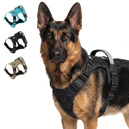 Heavy Duty Tactical Dog Harness for Small Dogs, No Pull Adjustable Reflective Pet Harness with Lockable Buckles, Handle & Dual Leash Clips, Comfortable Puppy Harness for Walking & Training (S, Black) - color: Black, size: S