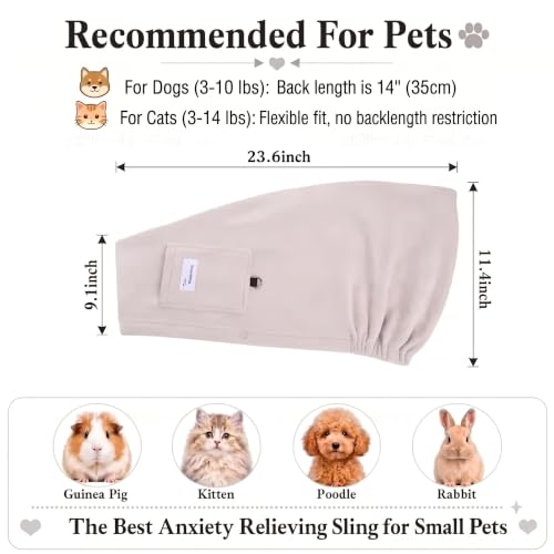 Cat Sling & Dog Sling Carrier for Small Dogs and Cats (3-14 lbs) – Ultra Soft Fleece Puppy Carrier for Indoor Home Use,Hands-Free Cat Carrier with Wide Shoulder Strap, Cozy Pet Sling (Grey) - color: Grey