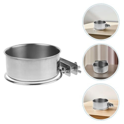 KALLORY Wall Mounted Dog Bowl Raised Pet Feeder Stainless Steel Hanging Water Dish for Dogs and Puppies Comfortable Feeding Station with Dual Screws 14cm