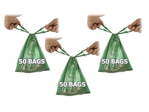 Large Dog Waste Bags 3 Pack 150 Count with easy-tie long handles, unscented, custom fit for Bag Scooper pooper scooper