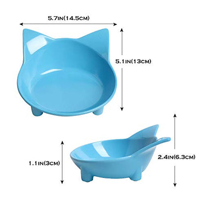Set of Cat and Dog Bowls - Non Slip, Shallow Food and Water Bowls for Pets (Cats, Dogs, Rabbits, Puppies), Safe Food - Grade to Relieve Whisker Fatigue - color: 3Red+Pink+Blue