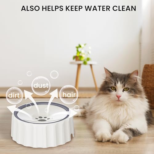 Dog Water Bowl No Spill 70oz/2L Large Capacity Dispenser Non Slip No Splash Bowl Pet Slow Feeder No Drip Dog Water Bowl on Vehicle Slow Water Bowl for Dogs and Cats - color: White