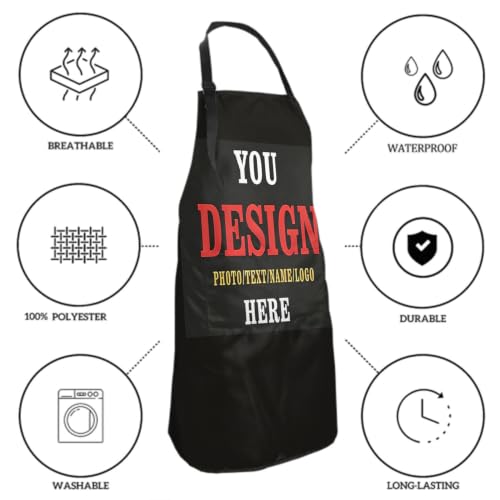Sweetshow Cute Dog Apron with 2 Pockets and Adjustable Neck Waterproof Kitchen Cooking Dog Grooming Aprons for Women Men - color: Personalized