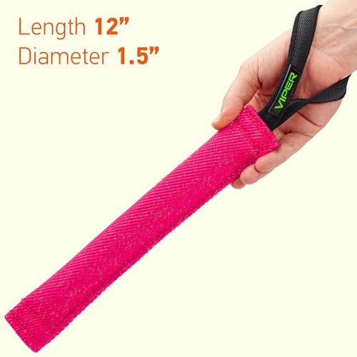 Viper Heavy Duty French Linen Dog Bite Tug Toy - K9 Trainer, Tough and Durable for Dogs Shutzhund IPO K-9 - Pink - 12in L x 2in W - color: Pink, size: 12in L x 2in W