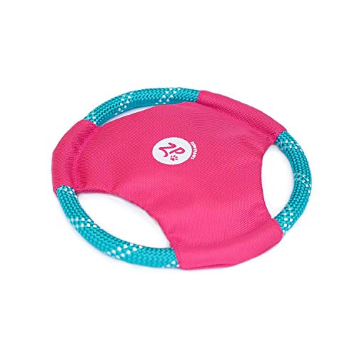 ZippyPaws Rope Gliderz - Durable Outdoor Dog Frisbee Toy, Soft Pet Flying Disc for Beach & Pool, Interactive Frisbee for Fetching, Made of Tough Mountain Climbing Rope - Magenta