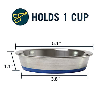 Our Pets DuraPet Stainless Steel Non-Slip (Cat Food Bowl or Water Bowl) (Holds up to 1 Cup of Wet or Dry Food) Easy to Clean | Holds wet or dry meals, easy to rinse clean, grippy base keeps it in place during mealtime, durable everyday feeding dish