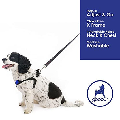 Gooby - Comfort X Step-in Harness, Choke Free Small Dog Harness with Micro Suede Trimming and Patented X Frame, Blue, Medium - color: Blue, size: Medium