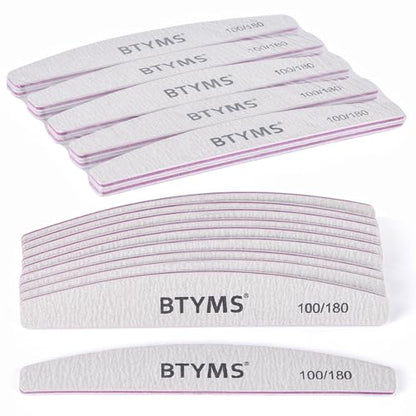BTYMS 10 Pcs 100/180 Grit Nail Files - Double-Sided Emery Boards for Acrylic, Gel & Natural Nails - size: 10 Count (100/180 Grit)
