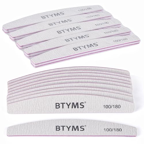 BTYMS 10 Pcs 100/180 Grit Nail Files - Double-Sided Emery Boards for Acrylic, Gel & Natural Nails - size: 10 Count (100/180 Grit)