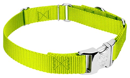 Country Brook Petz - Martingale Dog Collar - Heavy Duty Nylon Adjustable Martingale Dog Collar with Premium Buckle for Small Medium Large Breeds (5/8 Inch, Extra Small, Hot Yellow) - color: Hot Yellow, size: Extra Small (Pack of 1)