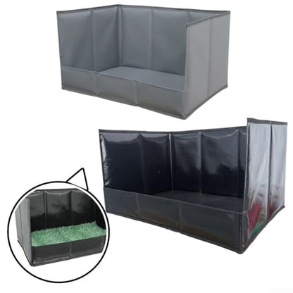 Foldable Dog Grass Pad with Tray, High Walls Pee Potty Trainer Large Medium Small Dogs, Portable Artificial Turf Mat, Control, Gray(Gray L) - size: Gray L