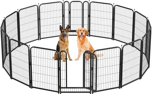 Metal Dog Playpen, 40 Inch Height 16 Panels, Large Dog Fence for Large/Medium/Small Dogs Indoor & Outdoor Bliss, Perfect Dog Pen for Camping, Yard, and RV | Black-Silver - size: 40"High, style: 16 Panels
