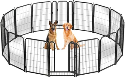 Metal Dog Playpen, 40 Inch Height 16 Panels, Large Dog Fence for Large/Medium/Small Dogs Indoor & Outdoor Bliss, Perfect Dog Pen for Camping, Yard, and RV | Black-Silver - size: 40"High, style: 16 Panels