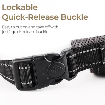 No Pull Dog Harness with Handle, Boston Terrier Adjustable Reflective Dog Vest, Breathable Air Mesh Padded Pet Harness with Front Leash Clip for Small Medium Dogs, Black, M - color: Black, size: Medium