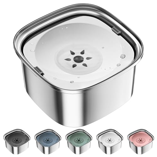 UPSKY 3L Dog Water Bowl 101oz Stainless Steel No Spill Large Capacity Dog Food Water Bowl Slow Water Feeder, Spill Proof Pet Water Dispenser Vehicle Carried Travel Water Bowls - color: J-White