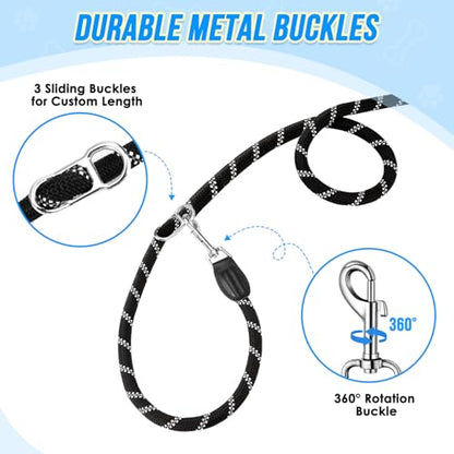 Lukovee Hands Free Dog Leash, 10FT Adjustable Training Lead 1/2 Inch Nylon Heavy Duty Lead No Pull for Large Medium Dogs, Tangle Free Reflective Waist-Leash for Walking Running, (DB, Plus Handle) - color: Black