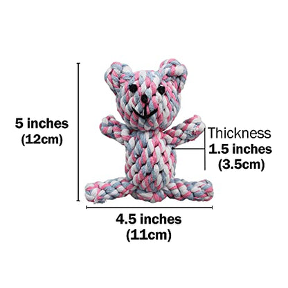 SunGrow Teddy Bear Puppy Teething Toy, Durable Tug and Chew Play for Small & Medium Dogs, Knotted Rope Cotton Design for Teething Comfort, Interactive Training, Active Pet, & Oral Cleaning