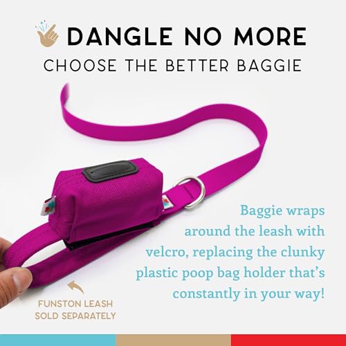 Dog Poop Bag Holder for Leashes, Cat Waste Bag Dispenser, 1000D Nylon, Attach to Cat Leash, Poop Bag Dispenser, Fits Standard Dog Poop Bags - Wildebeest(Pink) - color: Fuchsia(Pink)