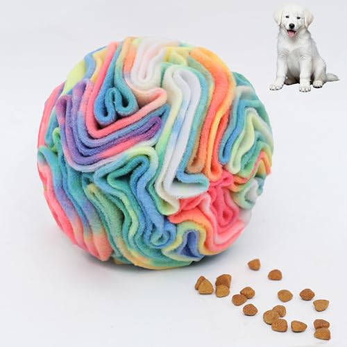 Ablechien Snuffle Ball for Dogs, Puppy Treat Toy, Interactive Foraging Puzzle Ball Toy, Enrichment Toys for Large Dogs, Sniffle Interactive Treat Balls - color: Chromatic