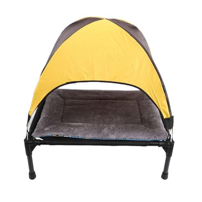 Asixxsix Raised Dog Bed, Elevated Design for Airflow and Joint Relief Elevated Pet Cot, Portable Cooling Bed with Removable Canopy and Seat Cushions for Camping Beach Outdoor Use