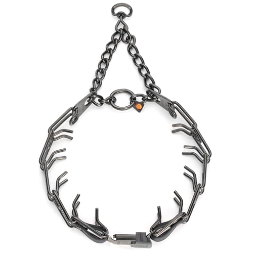 Herm Sprenger Black Stainless Steel Dog Collar with Quick Release ClicLock Buckle and Biothane Insert Training Collar Made in Germany (Black, 25in x 4.0mm(Neck Size up to21-22in)) - color: Black, size: 25in x 4.0mm(neck size up to21-22in)