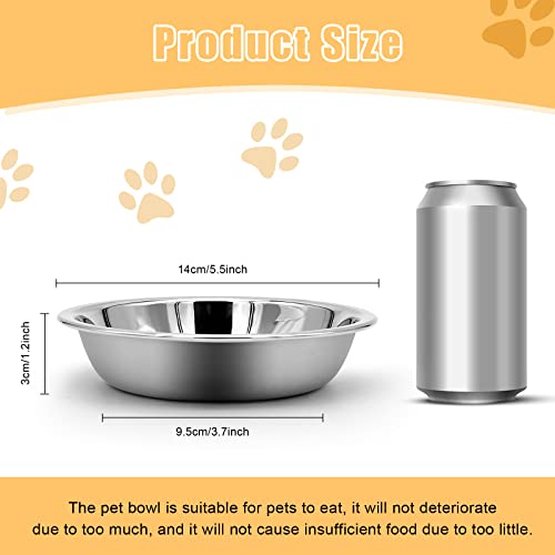 Stainless Steel Cat Bowl-Shallow Wide Flat Cats Food Bowls,Metal Kitten Dishes Whisker Friendly Fatigue Relief,Replacement Basic Kitty Plates for Elevated Stand,Dishwasher Safe（Set of 5）