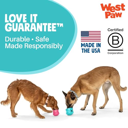 WEST PAW Zogoflex Toppl Interactive Treat Dispensing Puzzle Dog Toy for Mental Stimulation & Enrichment-Holds Kibble & Treats-Lickable, Freezable & Dishwasher Safe-Made in USA-XL-Teal - color: Teal, size: X-Large