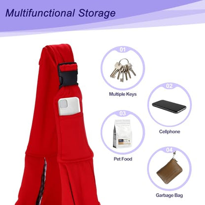 Dog and Cat Sling Carrier Up to 16.5 Lbs, Hand-Free Reversible Pet Sling Carrier with Adjustable Strap and Pocket, (Red, 1 Pcs) Intended for Hiking/Camping/Traveling - color: Red